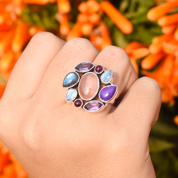 Sterling Silver Multi Gemstone Ring SSR22