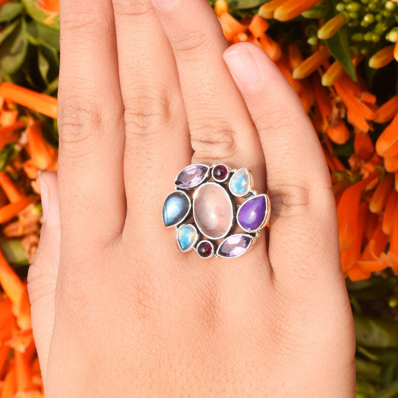 Sterling Silver Multi Gemstone Ring SSR22