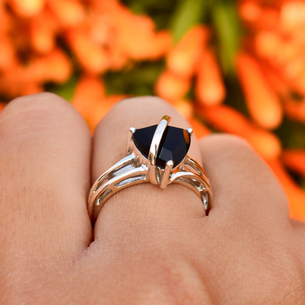 Sterling Silver Black Spinel Ring SSR28