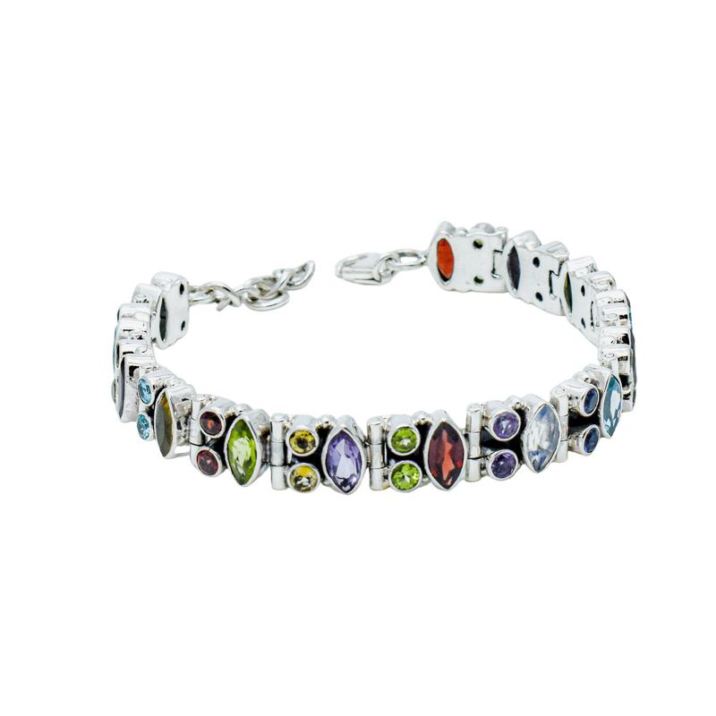 Sterling Silver Multi gemstone Bracelet SSBR61