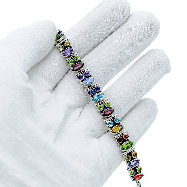 Sterling Silver Multi gemstone Bracelet SSBR61