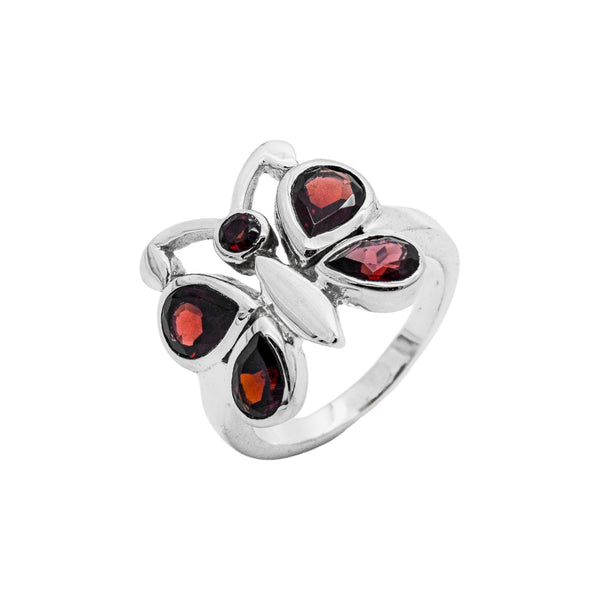Sterling Silver Garnet Buttefly Ring SSR243