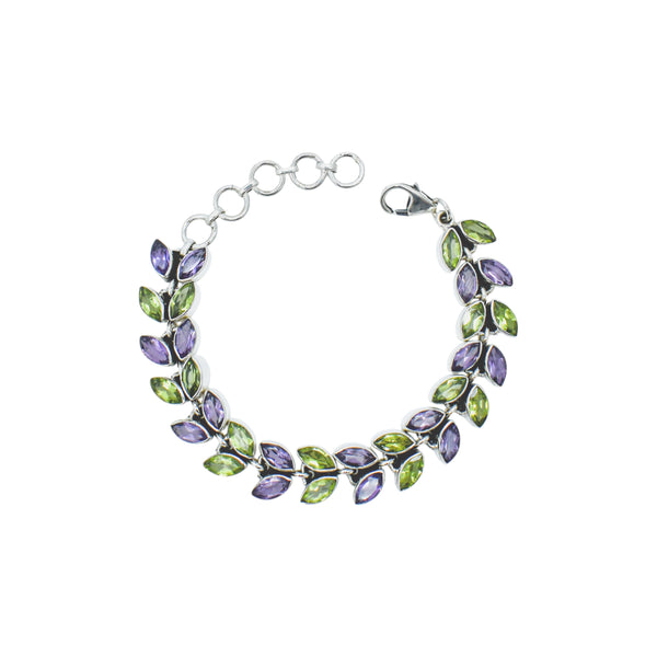 Sterling Silver Amethyst & Peridot Bracelet SSBR59