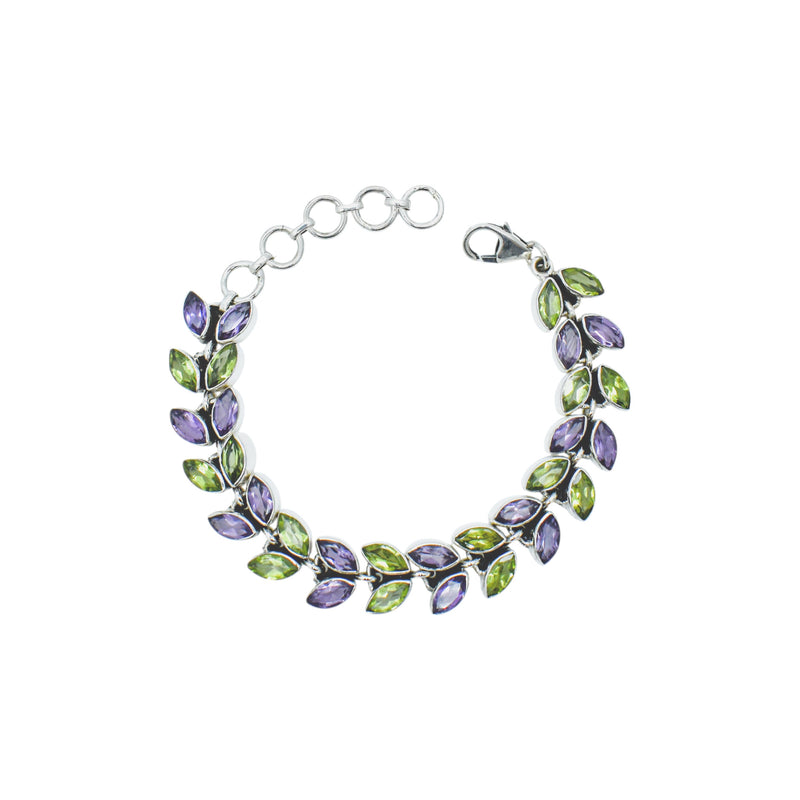 Sterling Silver Amethyst & Peridot Bracelet SSBR59