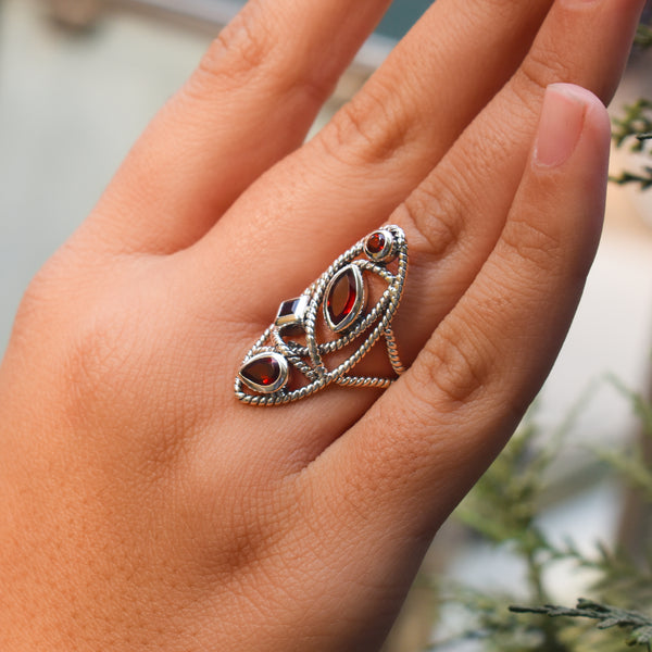 Sterling Silver Garnet Ring SSR38