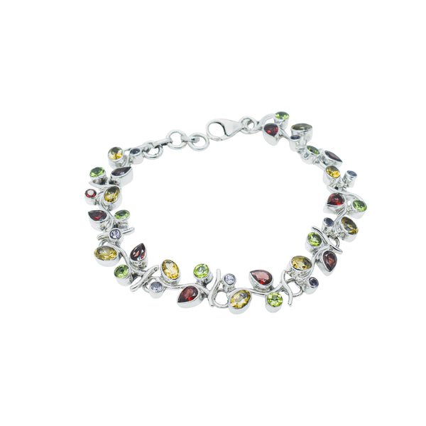 Sterling Silver Multi gemstone Bracelet SSBR56