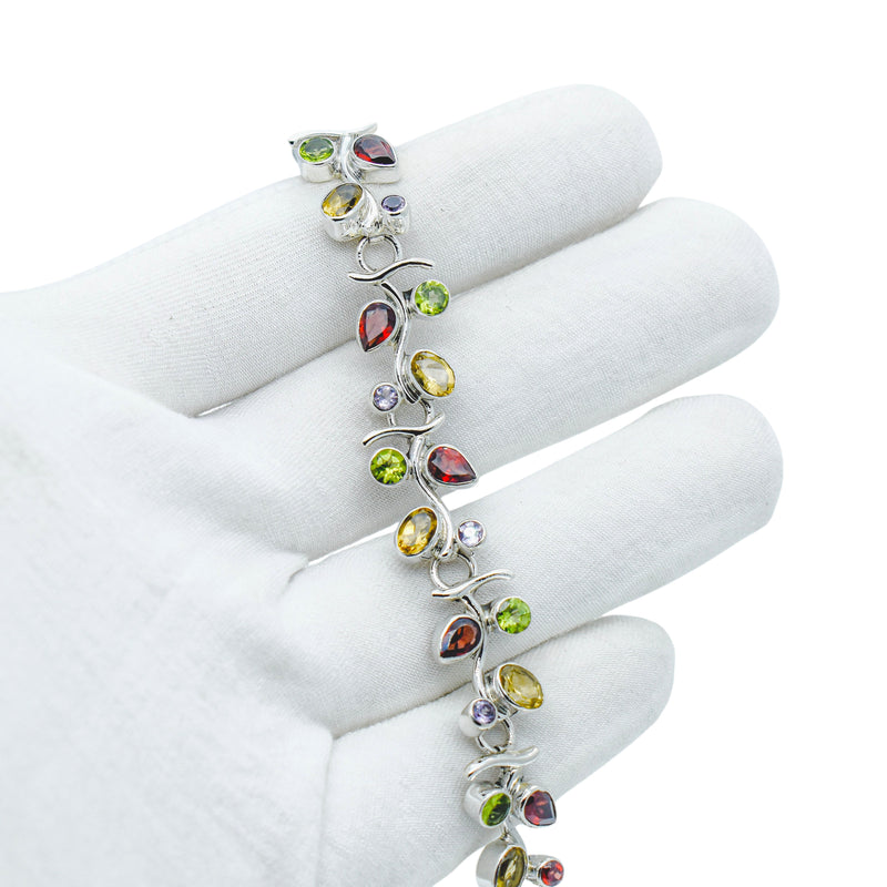 Sterling Silver Multi gemstone Bracelet SSBR56
