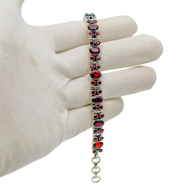 Sterling Silver Garnet Bracelet SSBR60