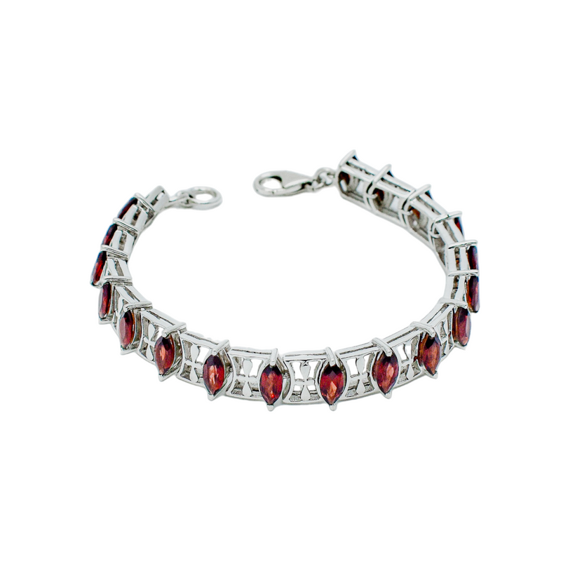 Sterling Silver Garnet Bracelet SSBR57