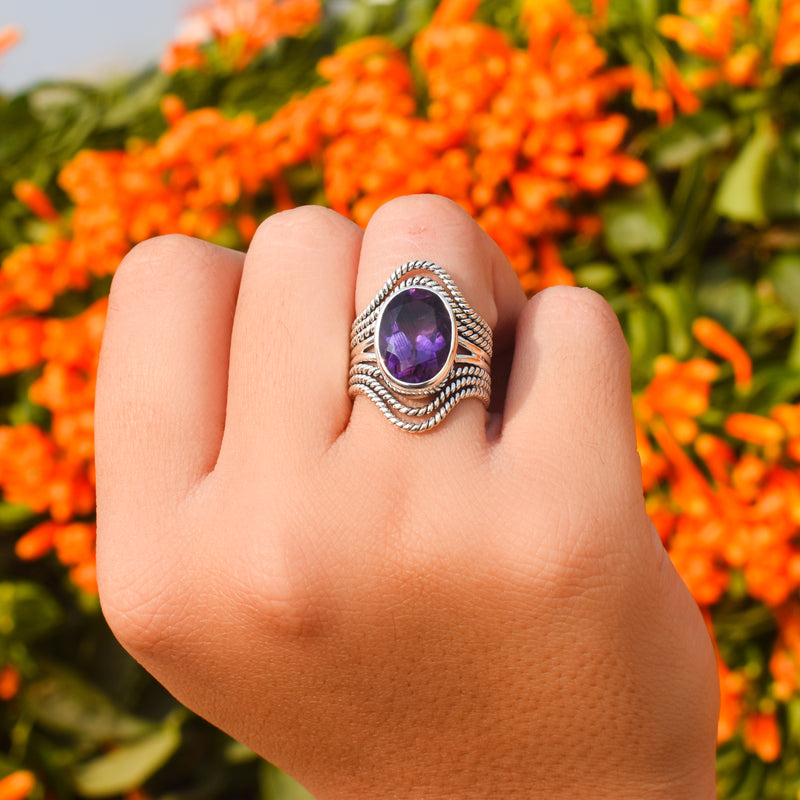 Sterling Silver Amethyst Ring SSR66