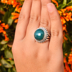 Sterling Silver Green Onyx Ring SSR45