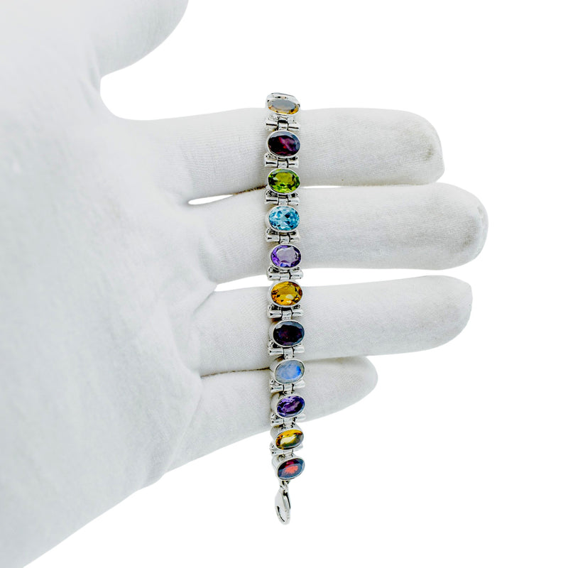 Sterling Silver Multi gemstone Bracelet SSBR62