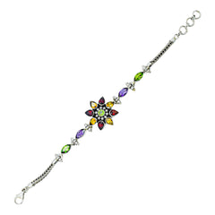 Sterling Silver Multi Gemstone Bracelet SSBR66