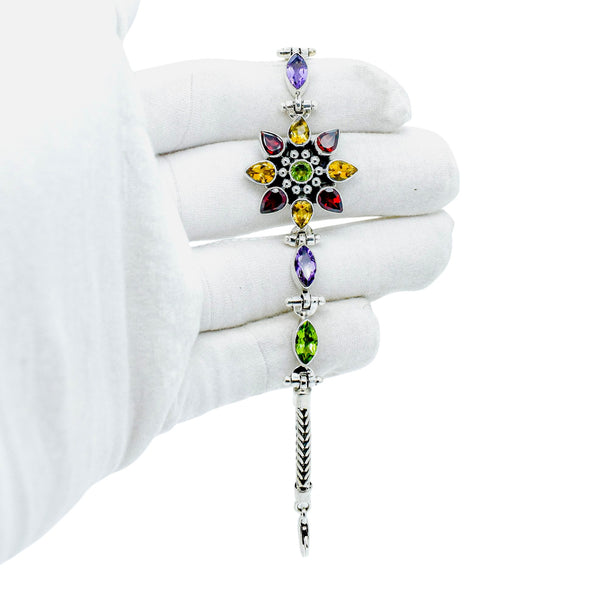Sterling Silver Multi Gemstone Bracelet SSBR66