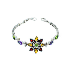 Sterling Silver Multi Gemstone Bracelet SSBR66