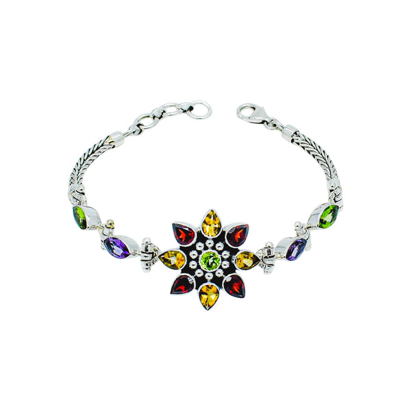 Sterling Silver Multi Gemstone Bracelet SSBR66