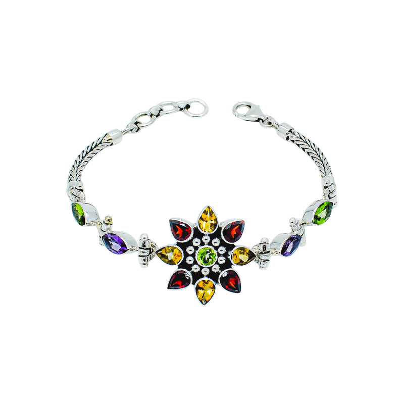 Sterling Silver Multi Gemstone Bracelet SSBR66