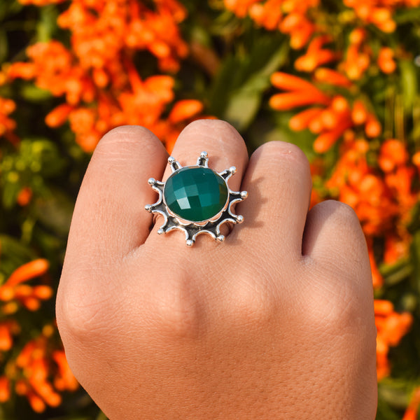 Sterling Silver Green Onyx Ring SSR41