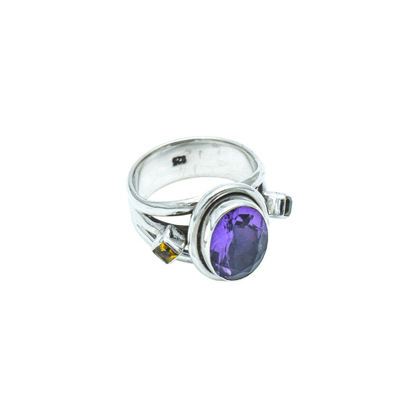Sterling Silver Amethyst & Citrine Ring SSR167