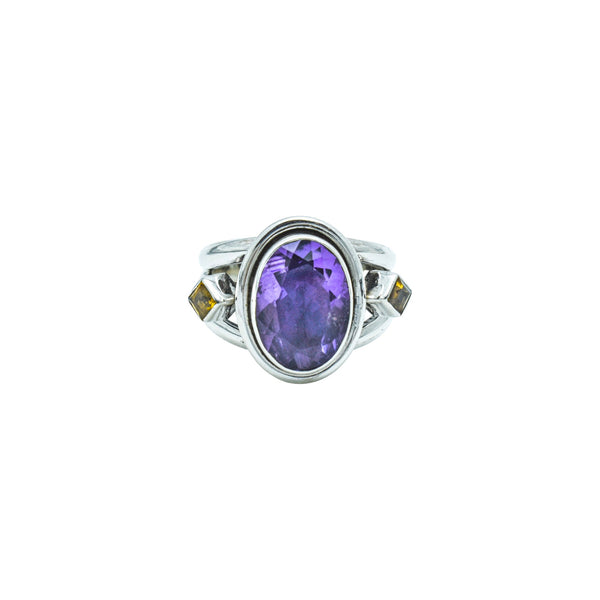 Sterling Silver Amethyst & Citrine Ring SSR167
