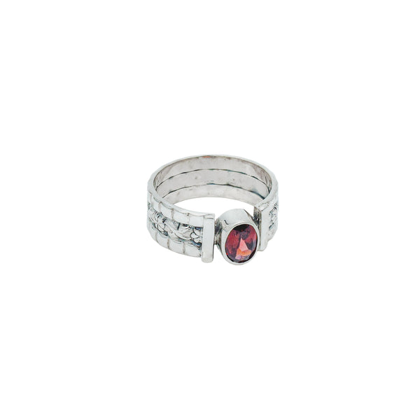 Sterling Silver Garnet Ring SSR217
