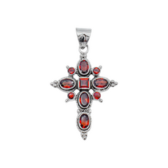 Sterling Silver Garnet Cross Pendant SSP121