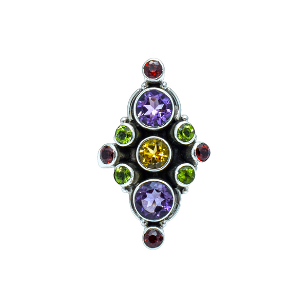 Sterling Silver Multi Gemstone Ring SSR174