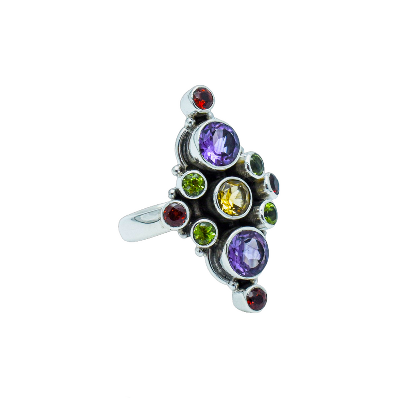 Sterling Silver Multi Gemstone Ring SSR174