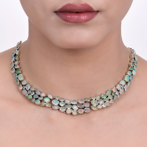 Sterling Silver Ethiopian Opal Necklace SSN1