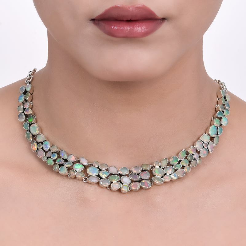 Sterling Silver Ethiopian Opal Necklace SSN1