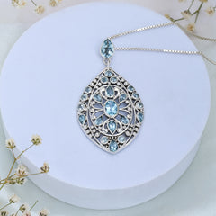 Sterling Silver Blue Topaz Pendant SSP28