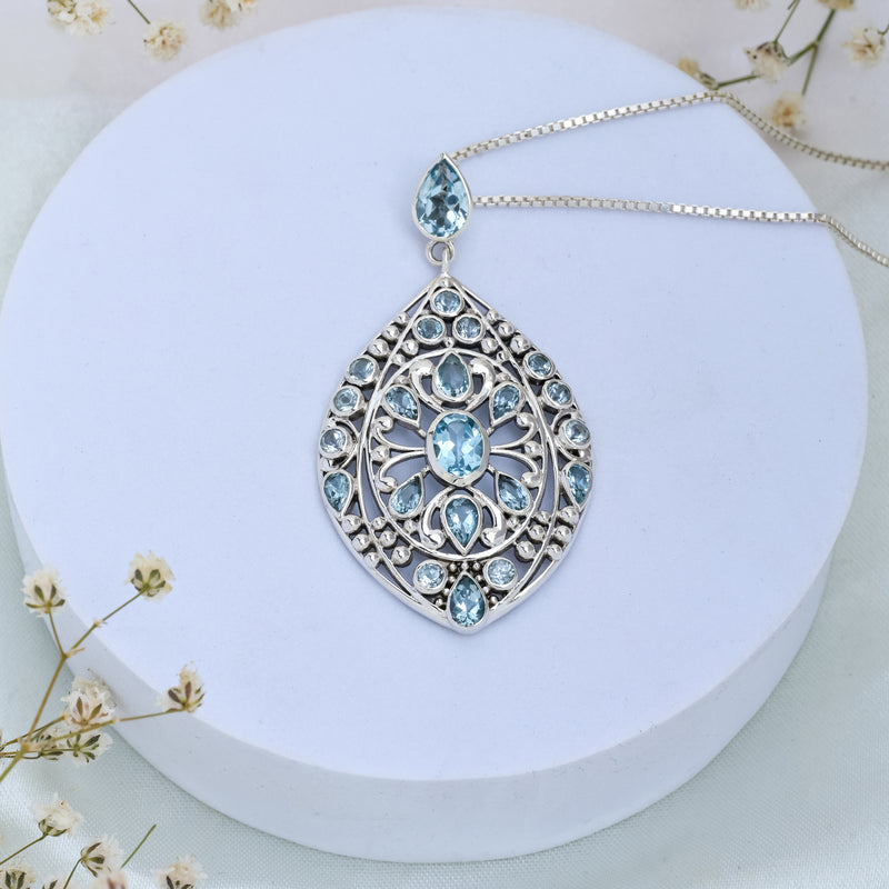 Sterling Silver Blue Topaz Pendant SSP28