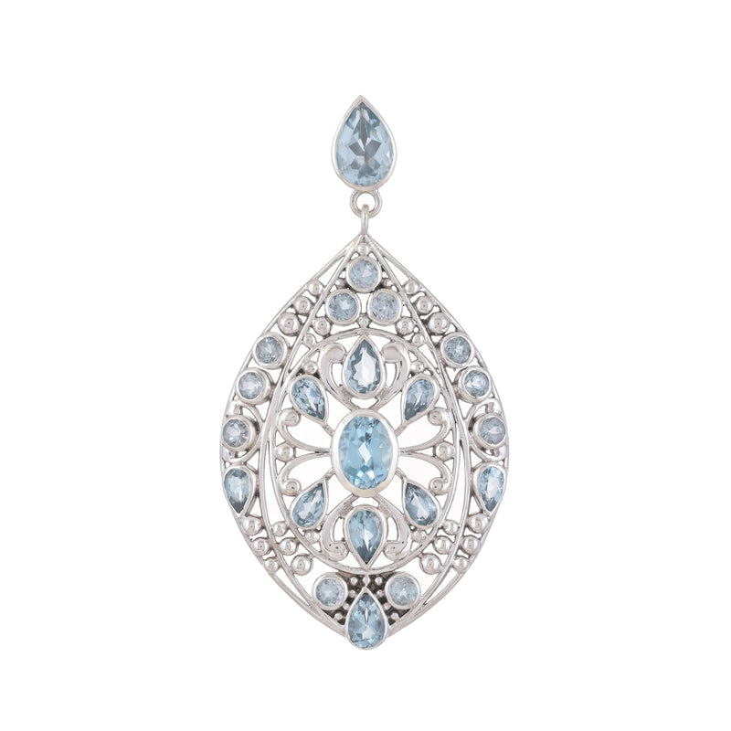 Sterling Silver Blue Topaz Pendant SSP28