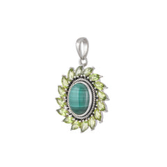 Sterling Silver Malachite & Peridot Pendant SSP40