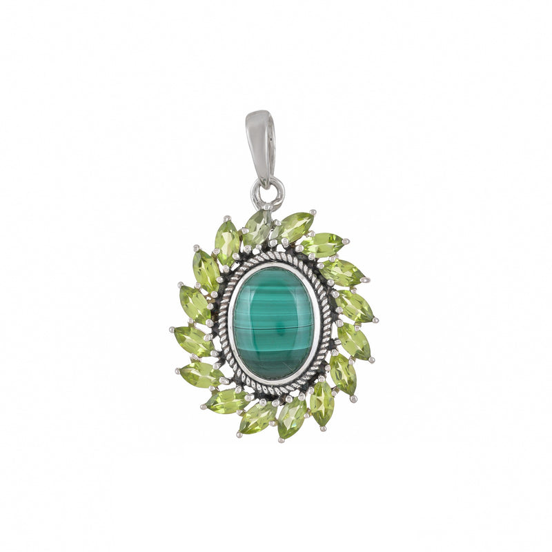 Sterling Silver Malachite & Peridot Pendant SSP40