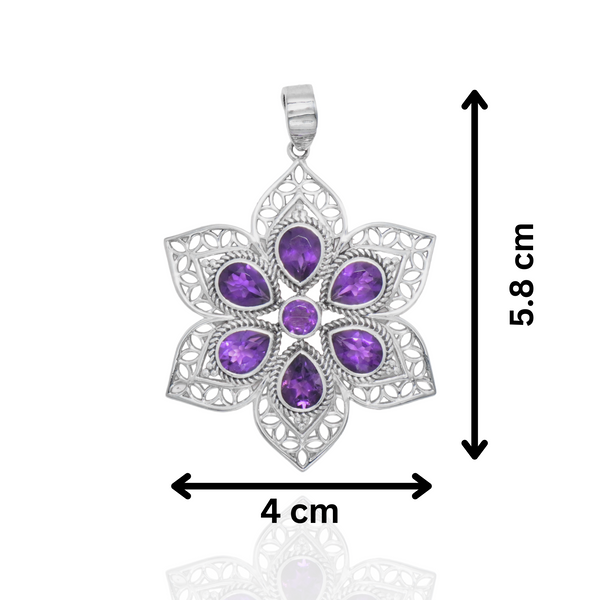 925 Sterling Silver Amethyst Pendant SSP1