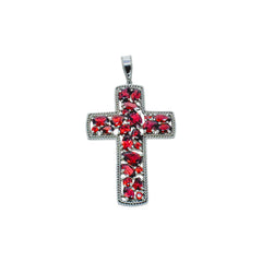 Sterling Silver Garnet Cross Pendant SSP69