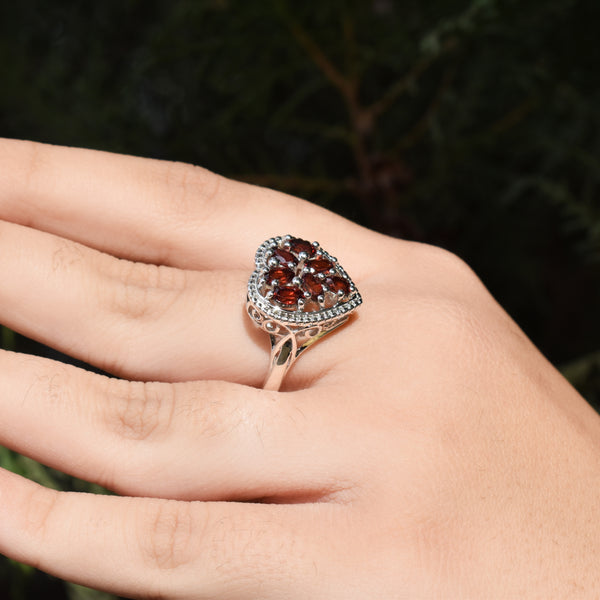 Sterling Silver Garnet Heart Ring SSR52