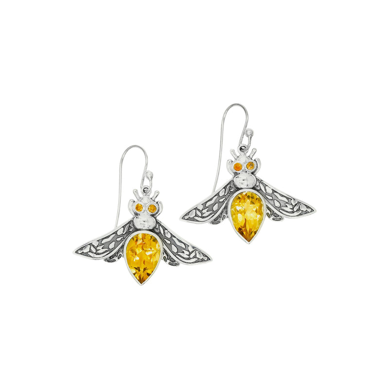 Sterling Silver Citrine Bee Earrings SSER186