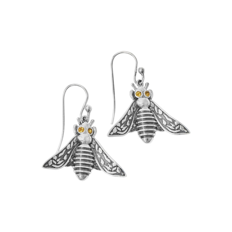 Sterling Silver Citrine Bee Earrings SSER185