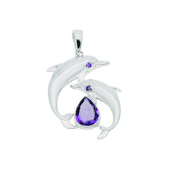 Sterling Silver Amethyst Dolphin Pendant SSP83