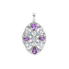 Sterling Silver Amethyst & Blue Topaz Pendant SSP87