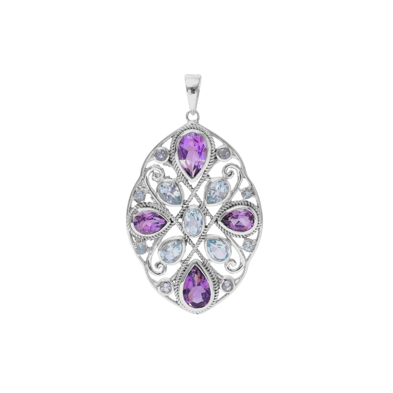Sterling Silver Amethyst & Blue Topaz Pendant SSP87