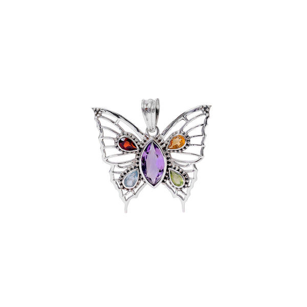 925 Sterling Silver Multi gemstone Pendant SSP253