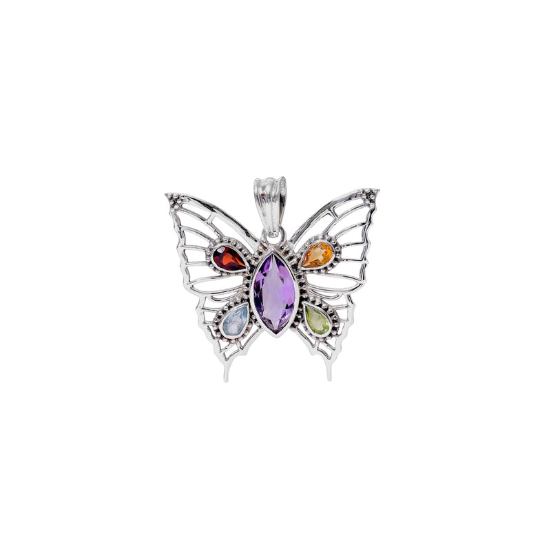 925 Sterling Silver Multi gemstone Pendant SSP253
