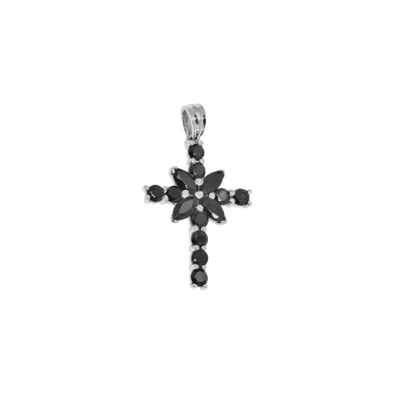 Sterling Silver Black Spinel Cross Pendant SSP13