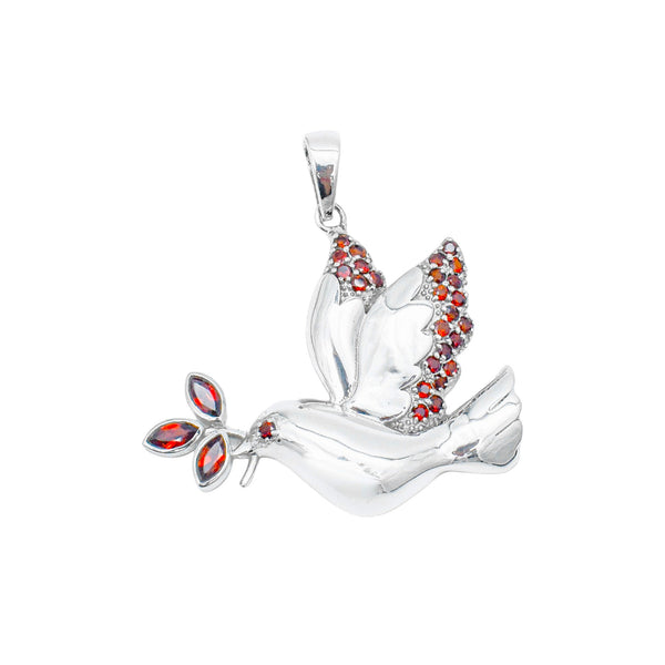 Sterling Silver Garnet Dove Pendant SSP81