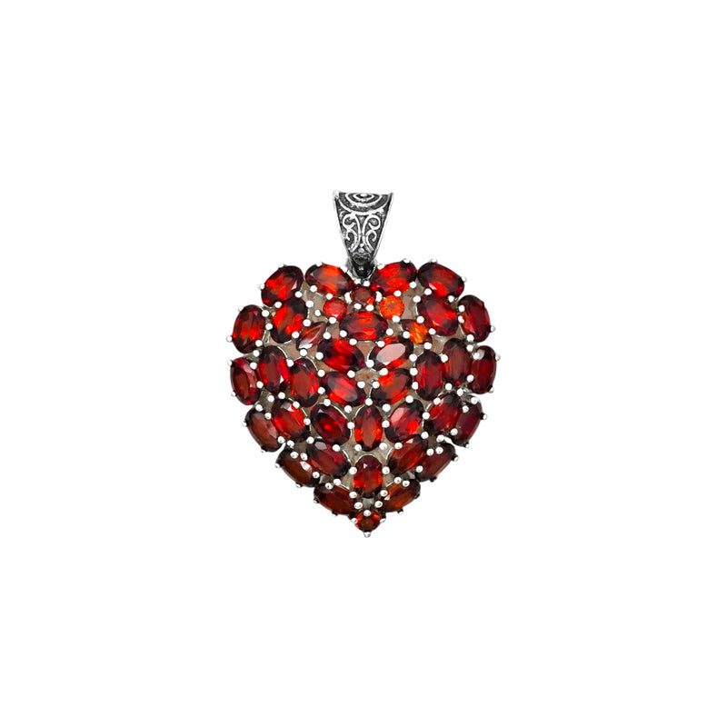 Sterling Silver Garnet Heart Pendant SSP56