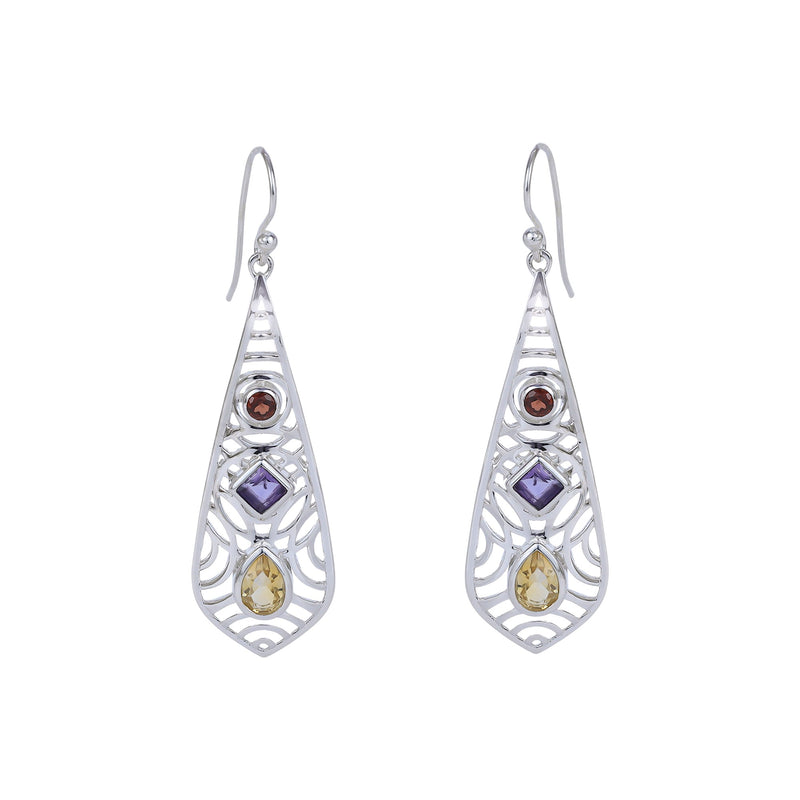 Sterling Silver Multi Gemstone Earrings SSER276