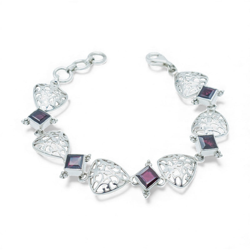 Sterling Silver Garnet Bracelet SSBR19